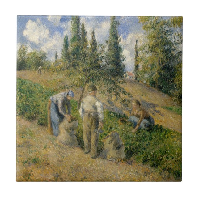 Azulejo De Cerâmica Camille Pissarro | a colheita, Pontoise (Frente)