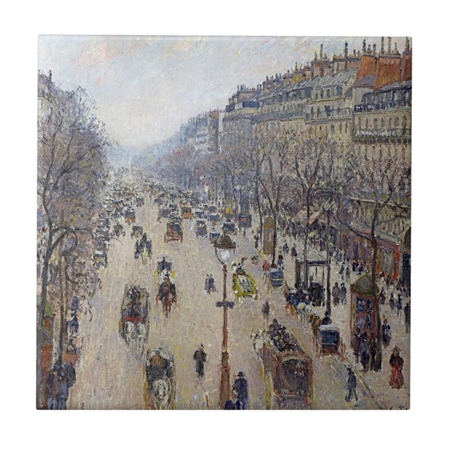 Azulejo De Cerâmica Camille Pissarro - Boulevard Montmartre, manhã (Frente)