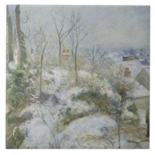 Azulejo De Cerâmica Camille Pissarro - Rabbit Warren em Pontoise, neve