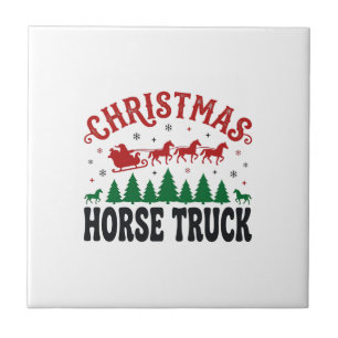 Azulejo De Cerâmica Caminhão de Cavalo de Natal Design de Trenó do Pap