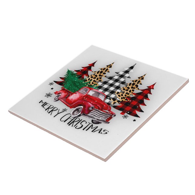 Azulejo De Cerâmica Caminhão e árvores de Natal (Lateral)