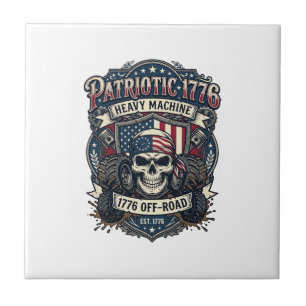Azulejo De Cerâmica Caminhão Monstro Patriótico 1776 Crânio Off Road P