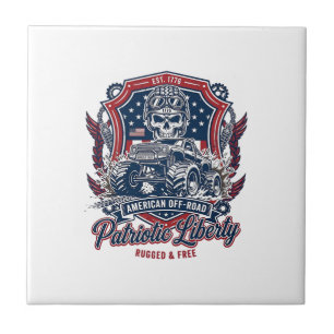 Azulejo De Cerâmica Caminhão Monstro Patriótico 1776 Crânio Off Road P