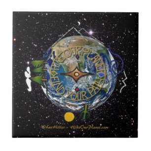 Azulejo De Cerâmica Caminhe o espaço de capa de nosso planeta Hiker