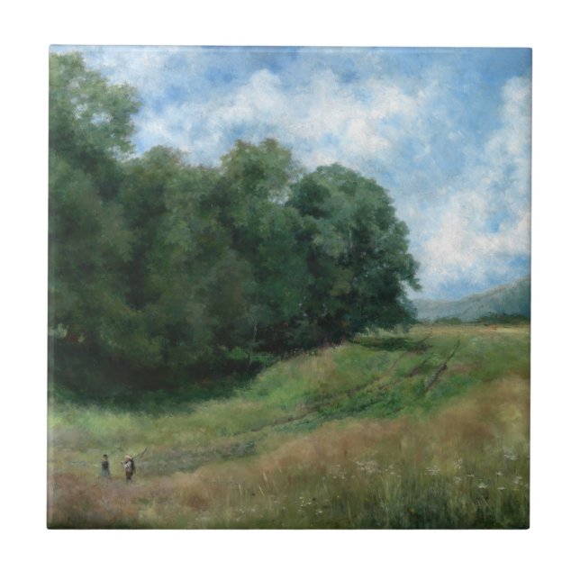 Azulejo De Cerâmica Caminho Cênico do Campo - Design de Paisagem Vinta (Frente)