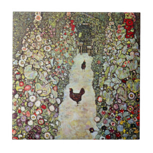 Azulejo De Cerâmica Caminho do Jardim com Galinhas, Gustav Klimt, Art