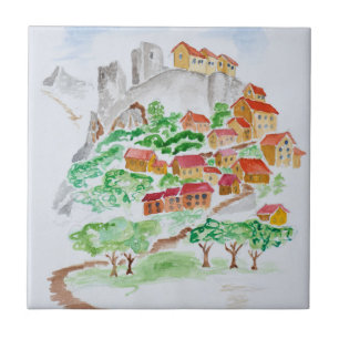 Azulejo De Cerâmica Caminho para a Fortaleza de Corte Córsega, Franç