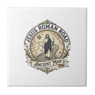 Azulejo De Cerâmica Caminho Romano de Jesus Mapa Antigo Caminho Romano
