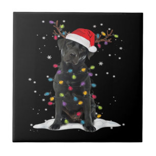 Azulejo De Cerâmica Camisa Black Labrador Xmas Dog Christmas Tree Ligh