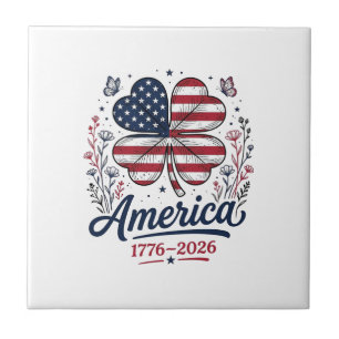 Azulejo De Cerâmica Camisa Clover Patriótica Vintage América 1776 2026