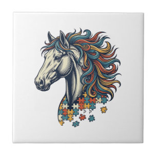 Azulejo De Cerâmica Camisa Colorida Peça de Cavalo Vintage Engraving T