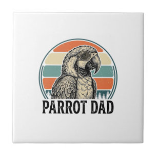 Azulejo De Cerâmica Camisa com Desenho de Gravura de Papagaio Pai Pôr