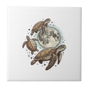 Azulejo De Cerâmica Camisa com Desenho de Tartaruga Marinha Gravada à 