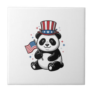 Azulejo De Cerâmica Camisa com Design de Bandeira de Panda Patriótico 
