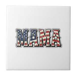 Azulejo De Cerâmica Camisa com Letreiro Vintage Patriótica Mama Design