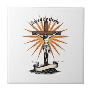Azulejo De Cerâmica Camisa Cristã Jesus Cruz Fé Gravação Vintage