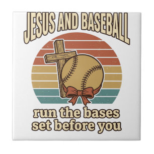 Azulejo De Cerâmica Camisa Cristã Vintage Jesus e Beisebol