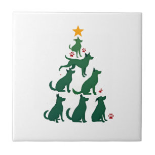 Azulejo De Cerâmica Camisa de Árvore de Natal de Cachorro - Natal de C