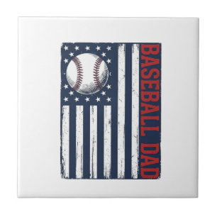 Azulejo De Cerâmica Camisa de bandeira de pai de beisebol vintage Desi