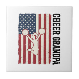 Azulejo De Cerâmica Camisa de bandeira vintage patriótica Cheer Grandp