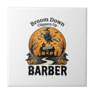 Azulejo De Cerâmica Camisa de Barbeiro de Halloween Bruxaria Salão Ass