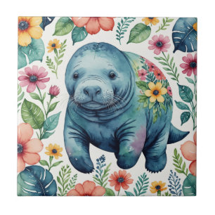 Azulejo De Cerâmica Camisa de bebê Manatee