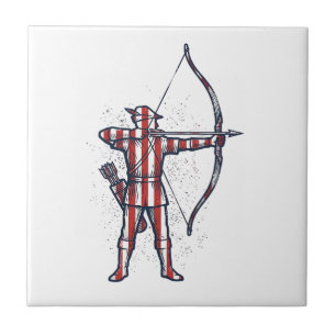Azulejo De Cerâmica Camisa de Caça com Arco e Bandeira Americana Vinta