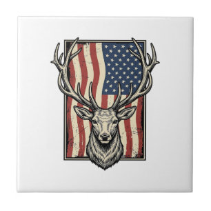 Azulejo De Cerâmica Camisa de Caça com Bandeira Americana Vintage Desi
