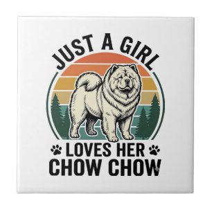 Azulejo De Cerâmica Camisa de Cachorro Chow Chow Vintage Girl Amante d