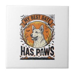 Azulejo De Cerâmica Camisa de Cachorro de Halloween para Pais de Anima