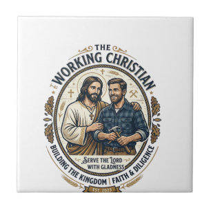 Azulejo De Cerâmica Camisa de Construção Jesus Gráfico Cristão_