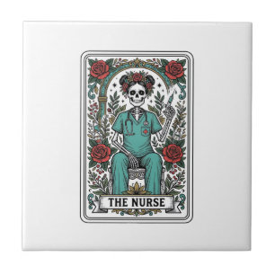 Azulejo De Cerâmica Camisa de desenho de carta de tarot de enfermeira 