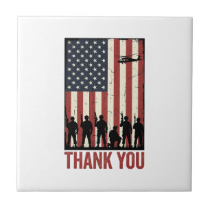 Azulejo De Cerâmica Camisa de Design de Bandeira Americana Militar Obr