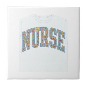 Azulejo De Cerâmica Camisa de Enfermeira com Letras de Universidade Fl