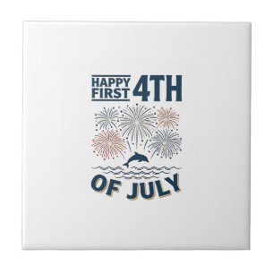 Azulejo De Cerâmica Camisa de Fogo de Artifício de 4 de Julho Vintage