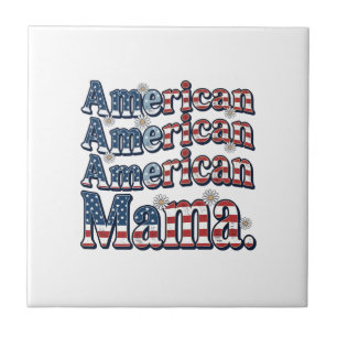 Azulejo De Cerâmica Camisa de Gravura Vintage Patriótica Mama American