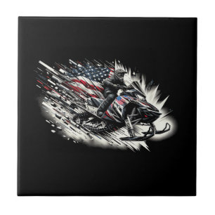 Azulejo De Cerâmica Camisa de Moto de Neve Liberdade Bandeira Manga Lo