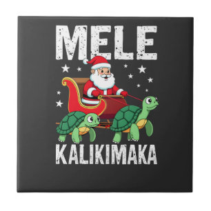 Azulejo De Cerâmica Camisa de Natal Mele Kalikimaka Trenó do Papai No