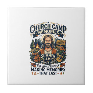 Azulejo De Cerâmica Camisa de Nostalgia do Acampamento da Igreja Jesus