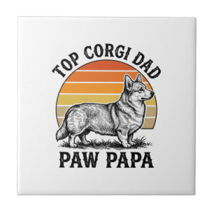 Azulejo De Cerâmica Camisa de Papai Corgi Vintage Sunset Dog Papa Pres