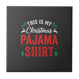 Azulejo De Cerâmica Camisa de pijama de Natal Festa divertida