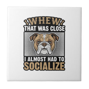 Azulejo De Cerâmica Camisa de Vetor de Design Vintage de Bulldog Socia