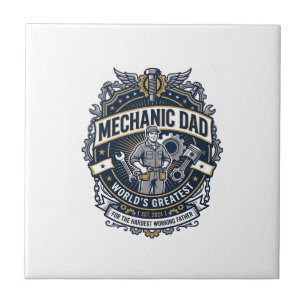 Azulejo De Cerâmica Camisa Dia dos Pais Mecânico Pai Engraçado Present