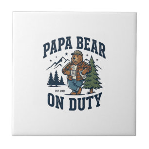 Azulejo De Cerâmica Camisa do Dia dos Pais Papai Urso em Serviço Camis