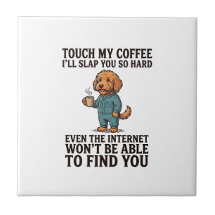 Azulejo De Cerâmica Camisa engraçada de cachorro de café com desenho v