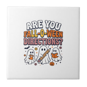 Azulejo De Cerâmica Camisa engraçada de outono de Halloween Professor 