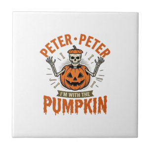 Azulejo De Cerâmica Camisa engraçada do esqueleto de Halloween Peter P