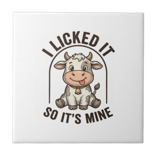 Azulejo De Cerâmica Camisa engraçada Eu Lambei Vaca Design de Fazenda 