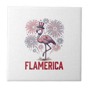 Azulejo De Cerâmica Camisa Flamerica Flamingo Patriótica Vintage Desig