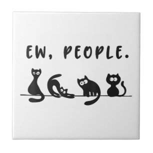 Azulejo De Cerâmica Camisa-gato-preto, mulheres engraçadas, novo gato-